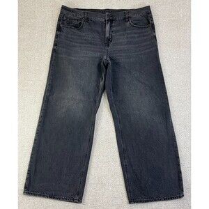 American Eagle Stovepipe Jeans Women's 16 Black Denim Straight Baggy Skater